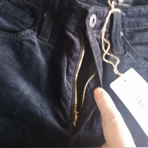 AG Adriano Goldschmied Isabelle Velvet Black High-Rise Straight Crop Size 23R - Picture 10 of 16